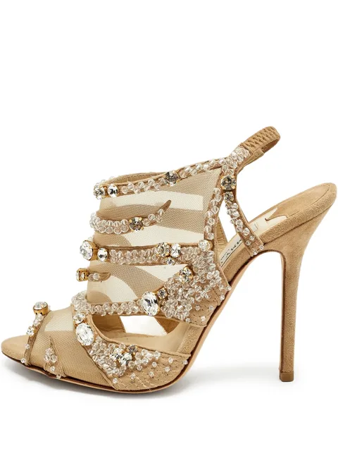 crystal-embelished slingback sandals