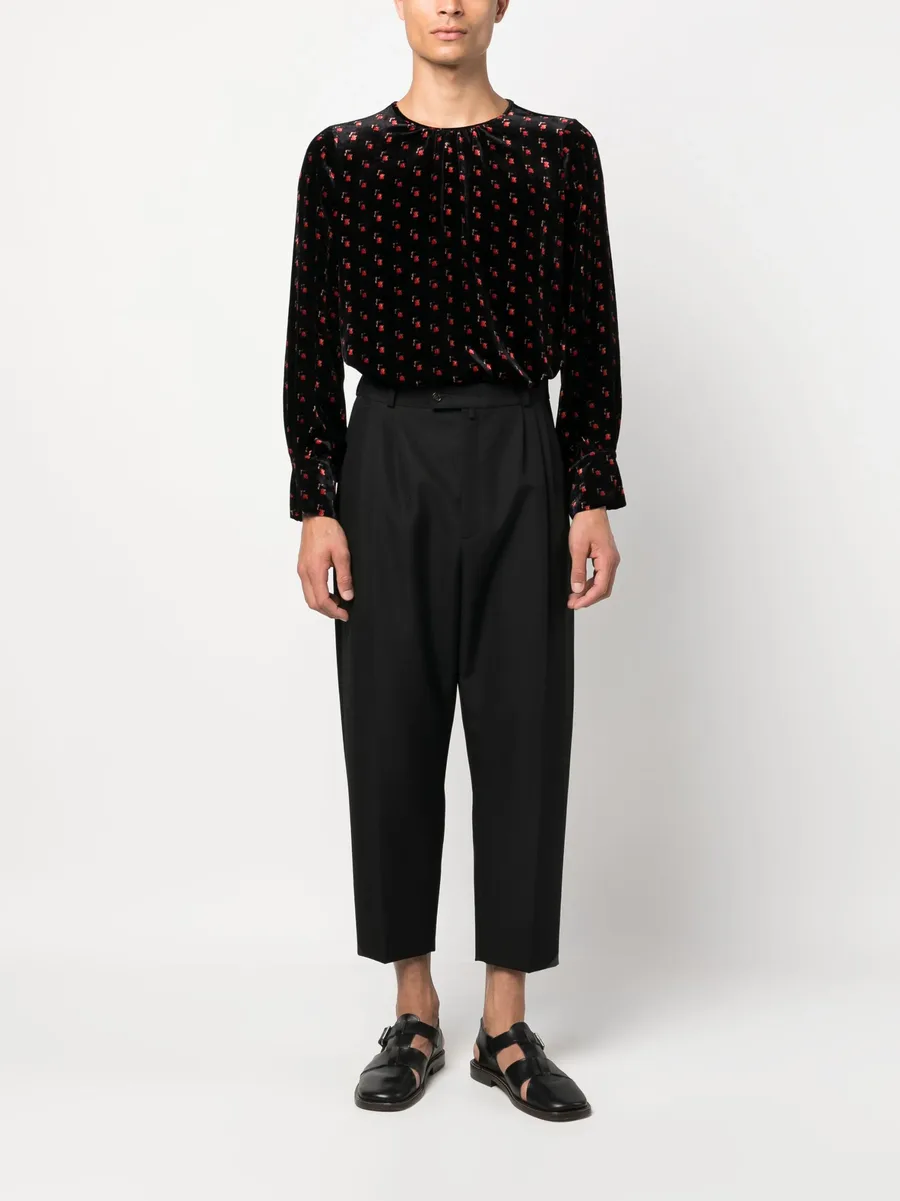 velour graphic-print blouse 4