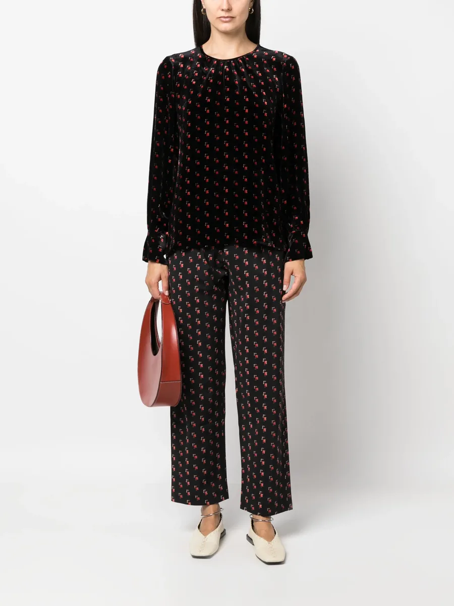 velour graphic-print blouse 5