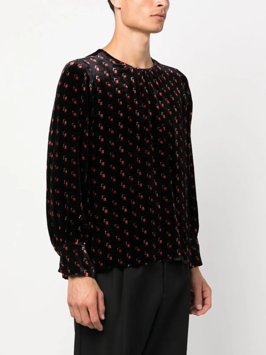 velour graphic-print blouse 8