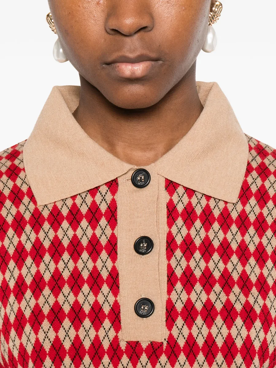 diamond-pattern polo shirt 9