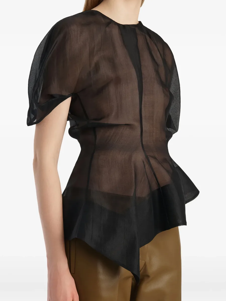 asymmetric draped silk top 5