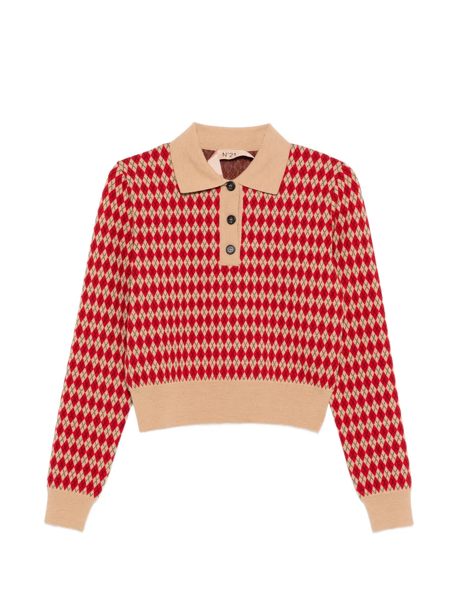 diamond-pattern polo shirt 1