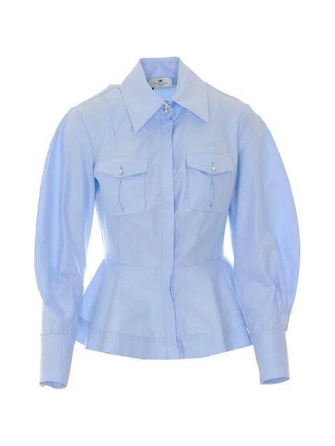faux-pearl embellished peplum shirt