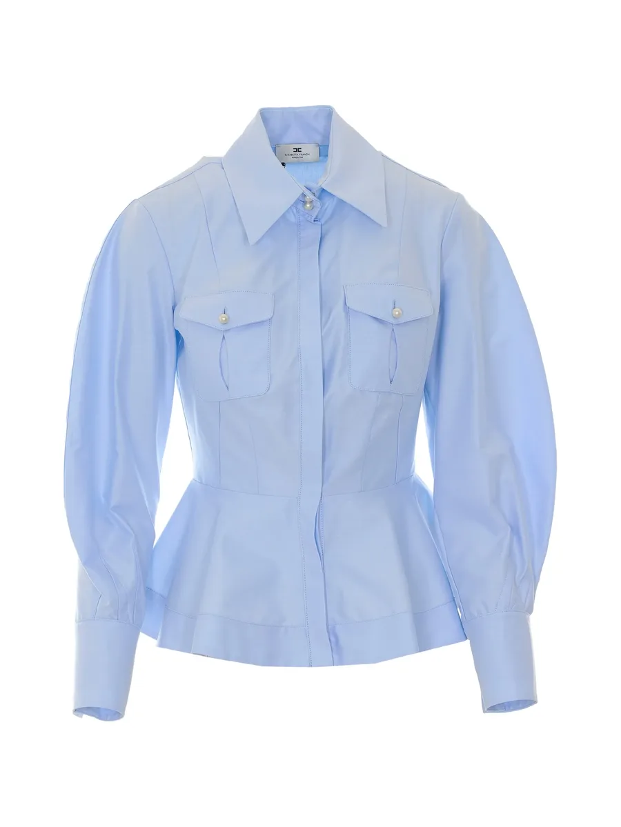 faux-pearl embellished peplum shirt 1