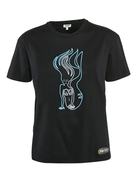 mermaid-print t-shirt