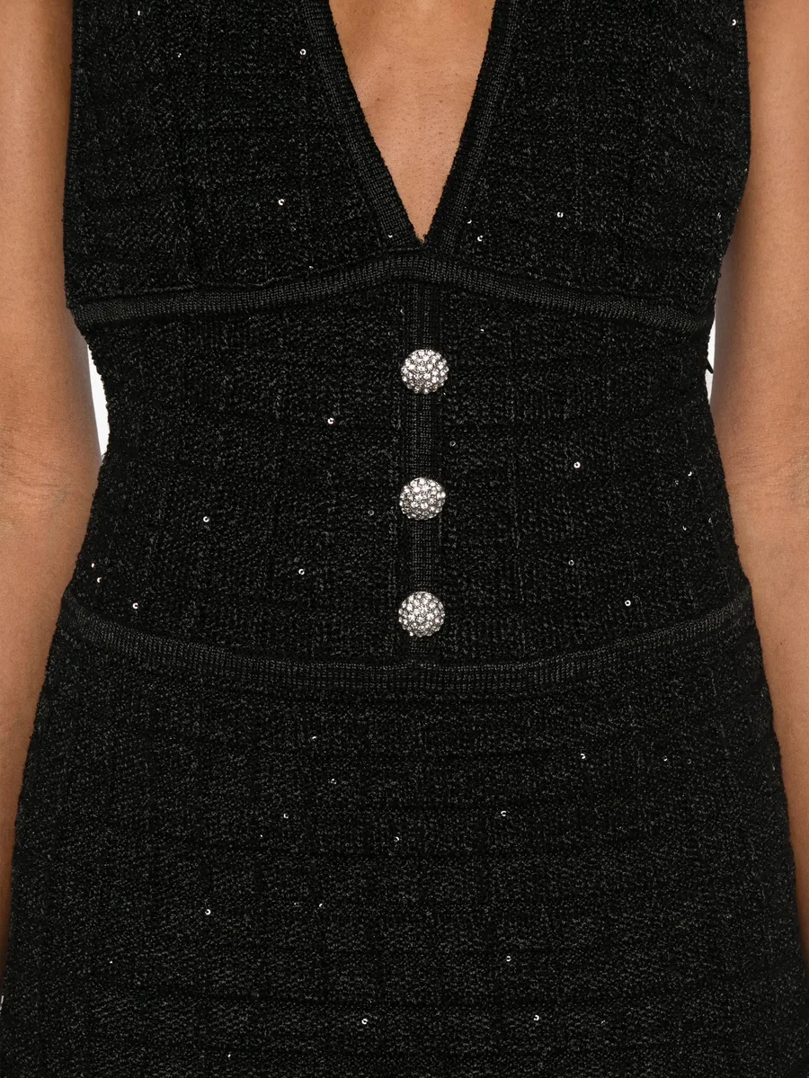 buttoned V-neck midi dress 10