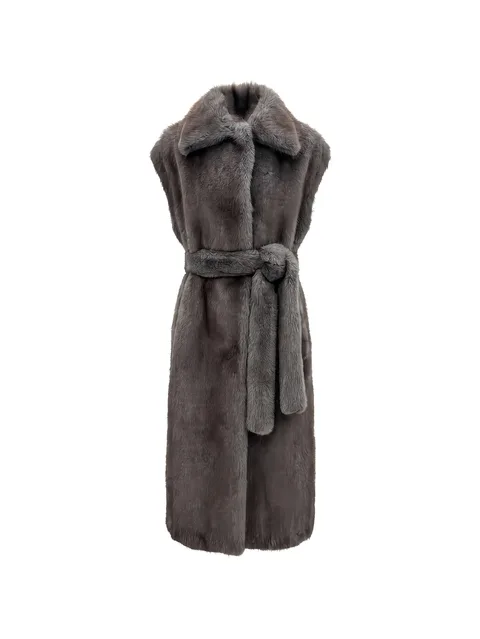belted sleeveless coat