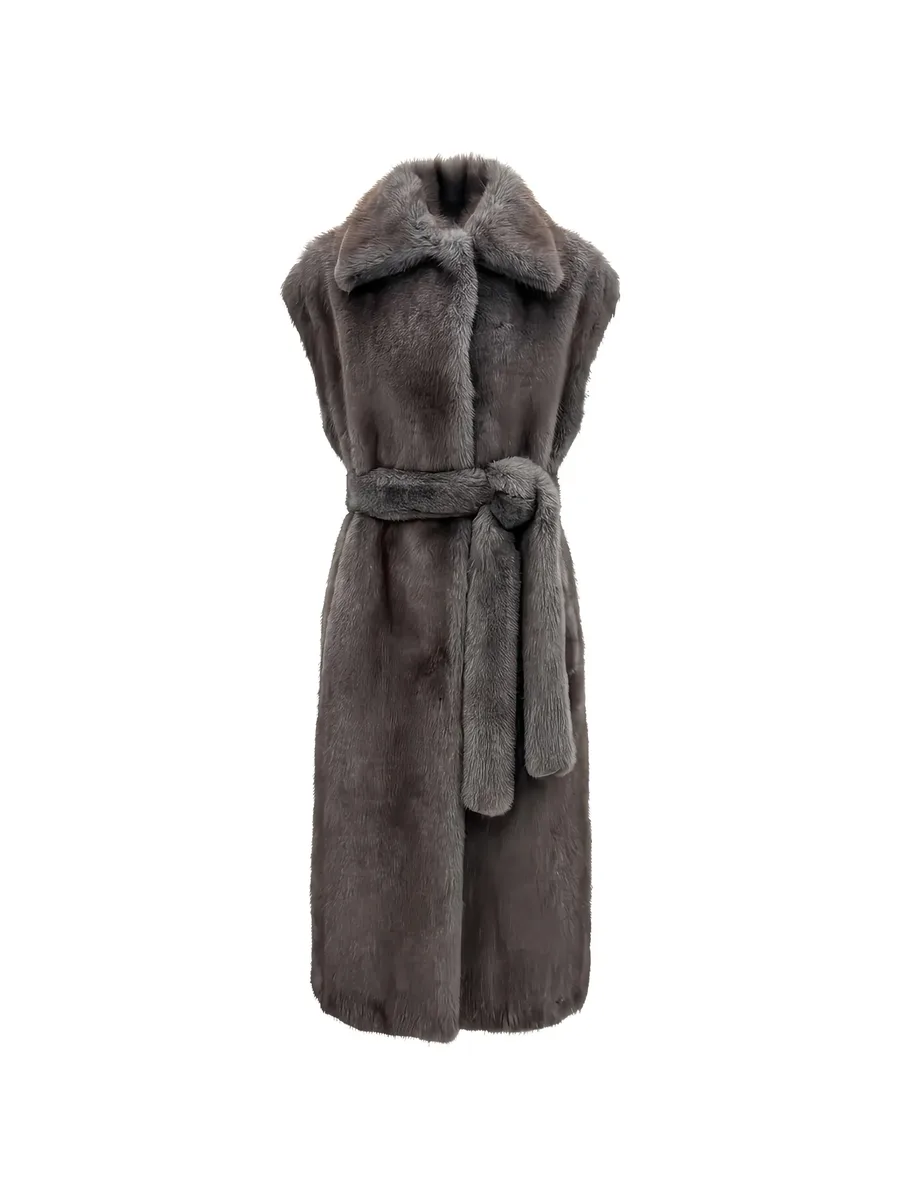 belted sleeveless coat 1