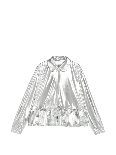 metallic ruffled shirt