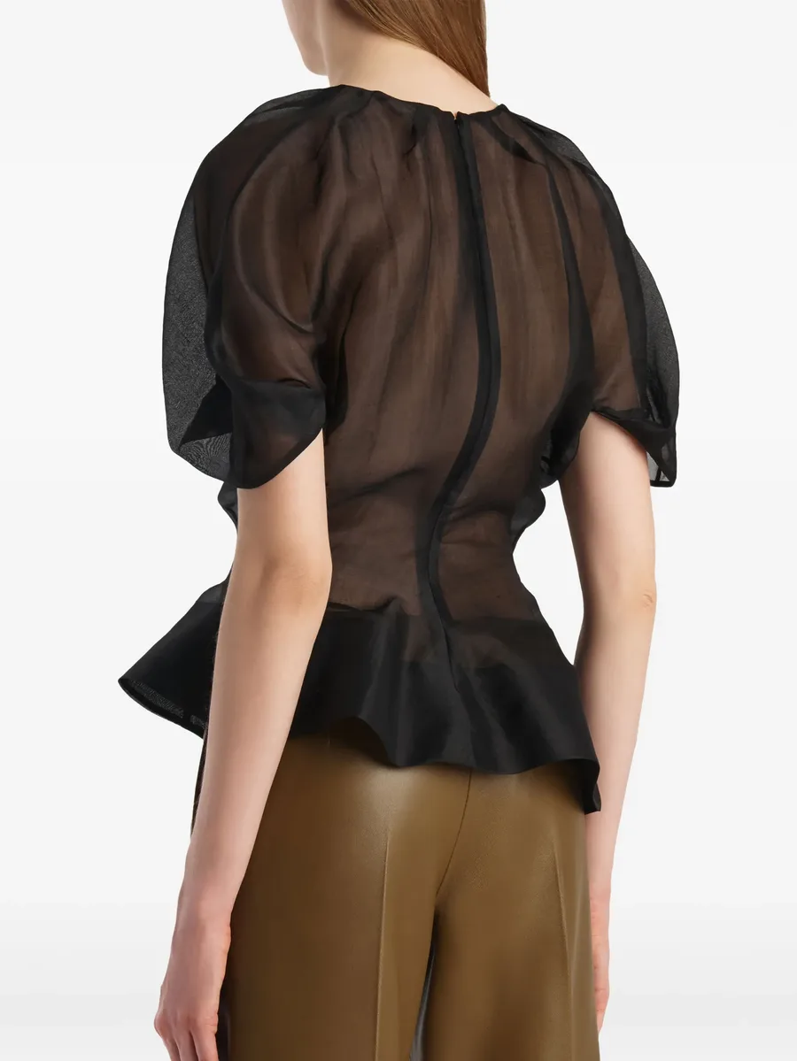 asymmetric draped silk top 8