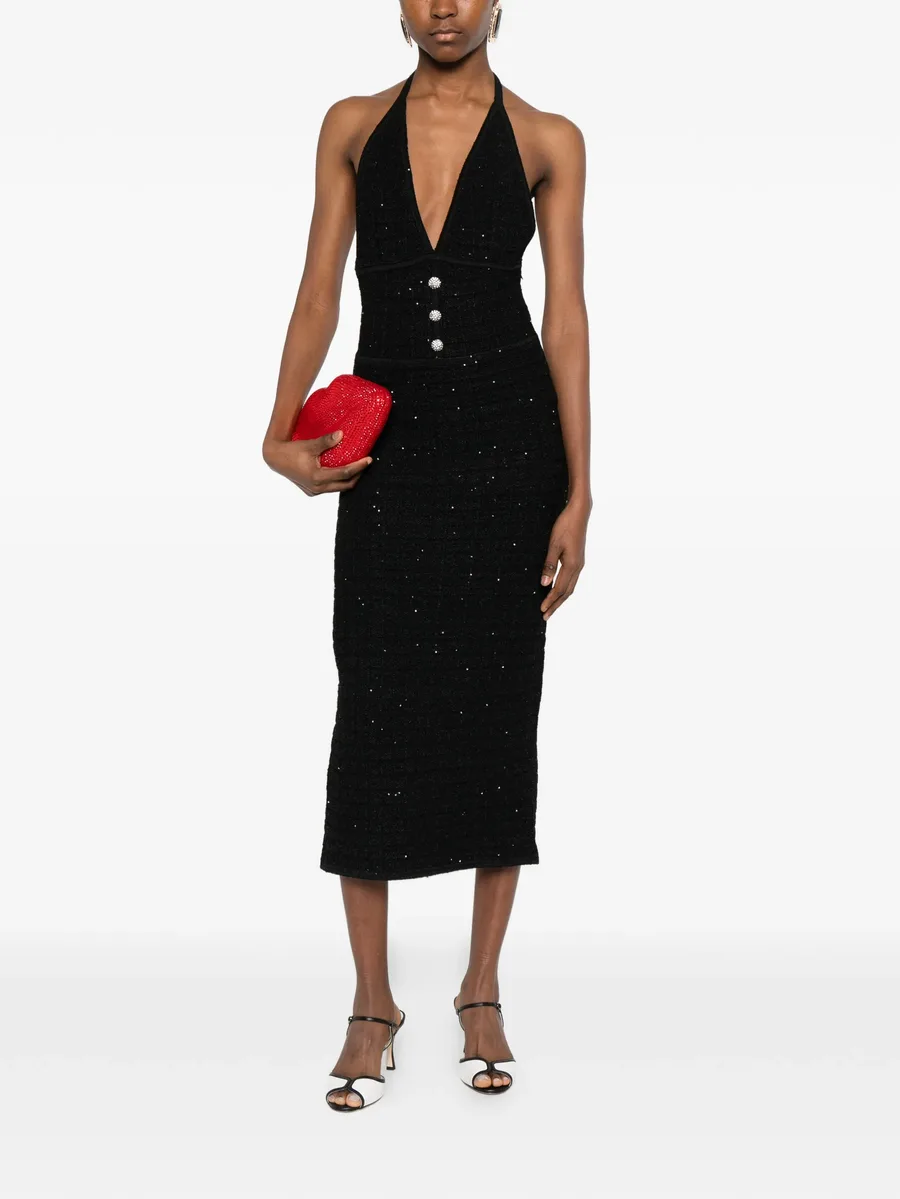 buttoned V-neck midi dress 4