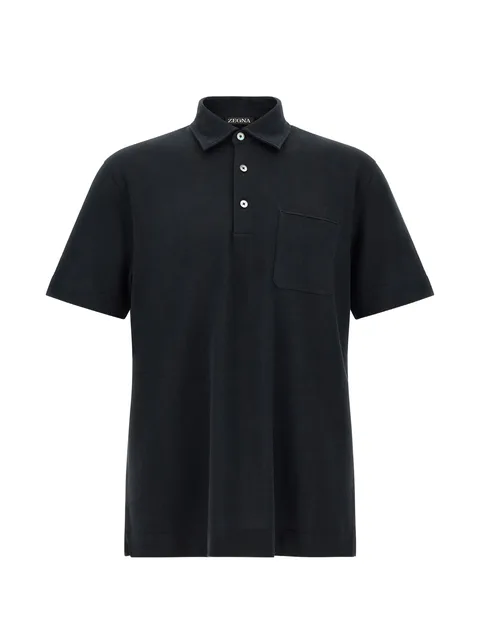chest-pocket piqué polo shirt