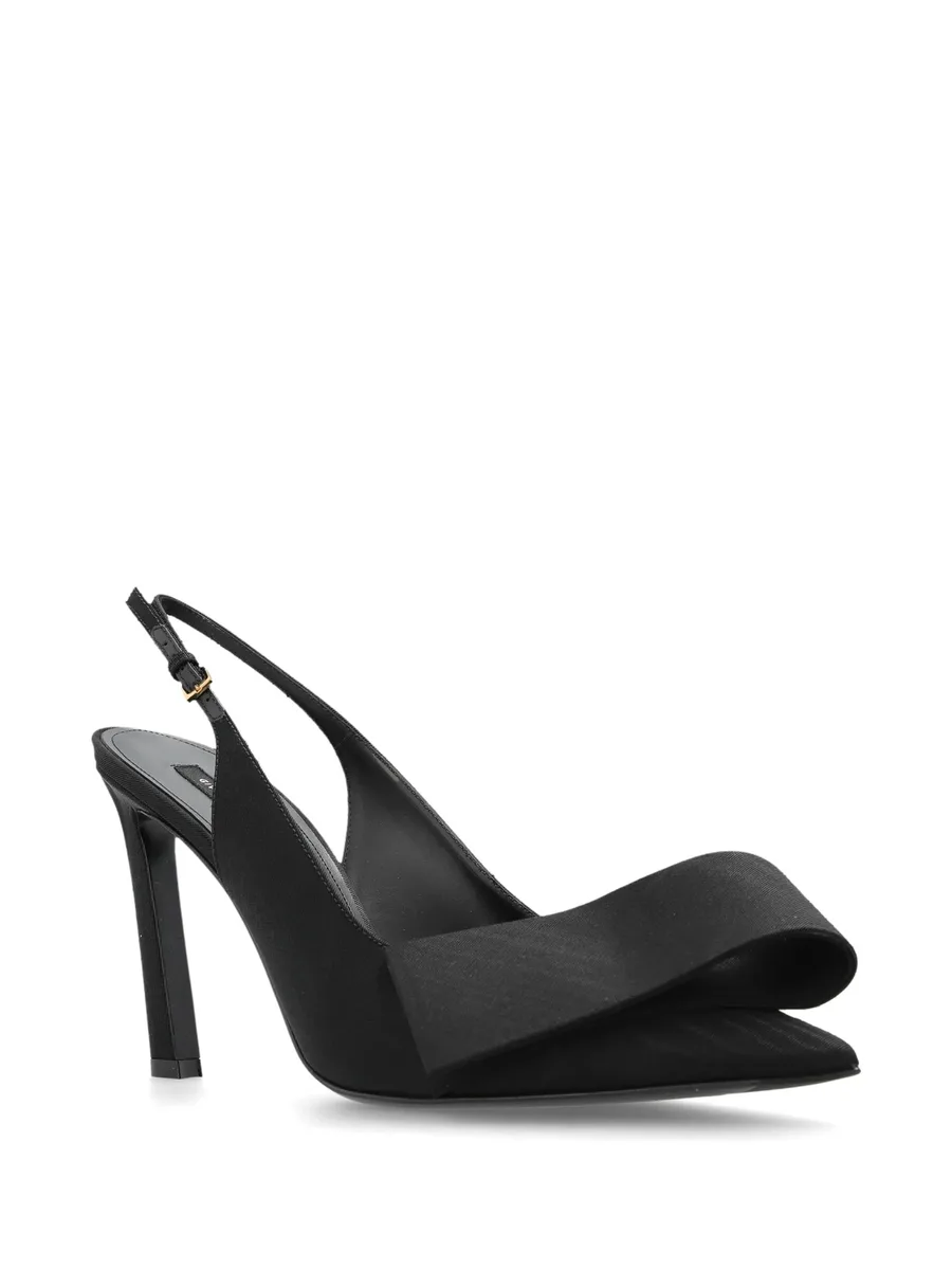 Twisted Ribbon slingback pumps in moiré fabric 2