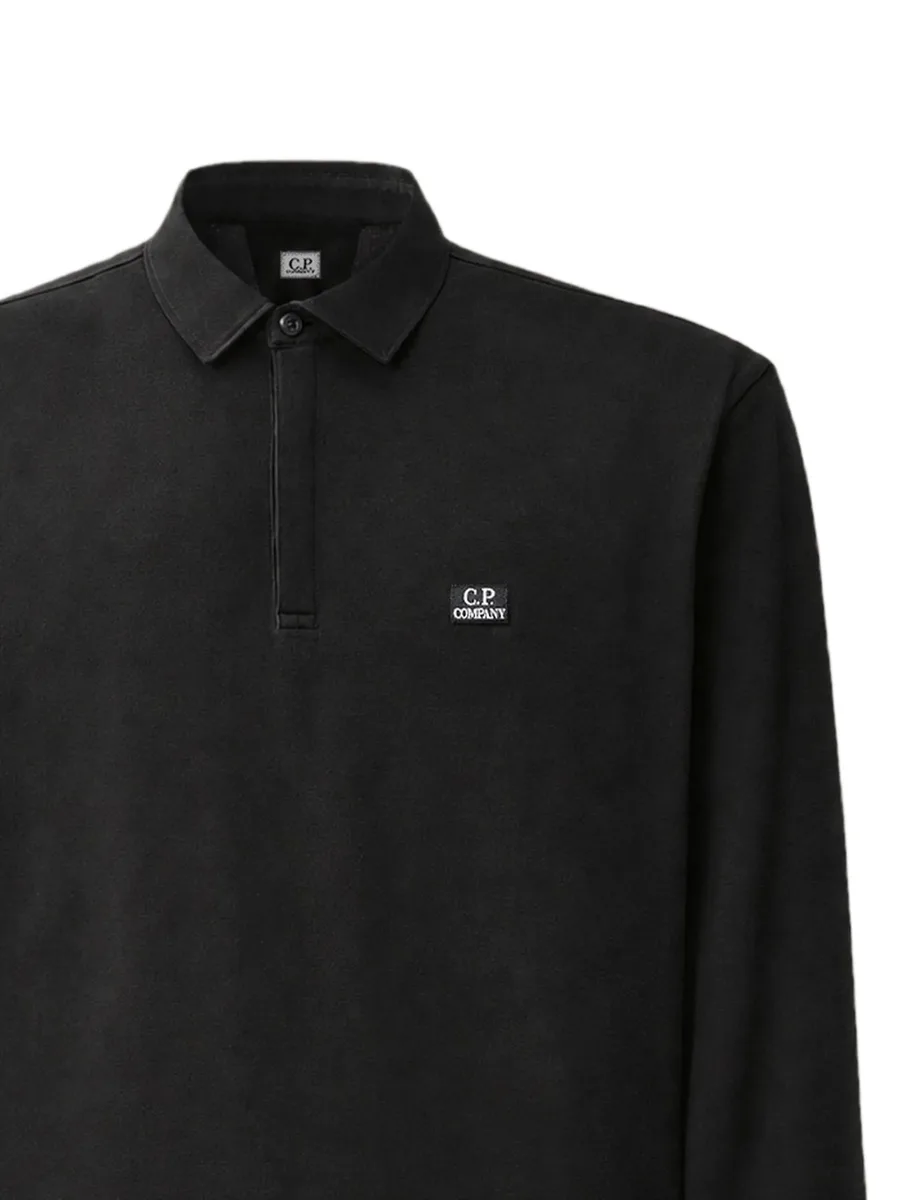 stretch-piquet long-sleeve one-button polo 2