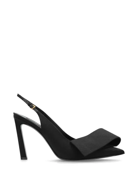 Twisted Ribbon slingback pumps in moiré fabric