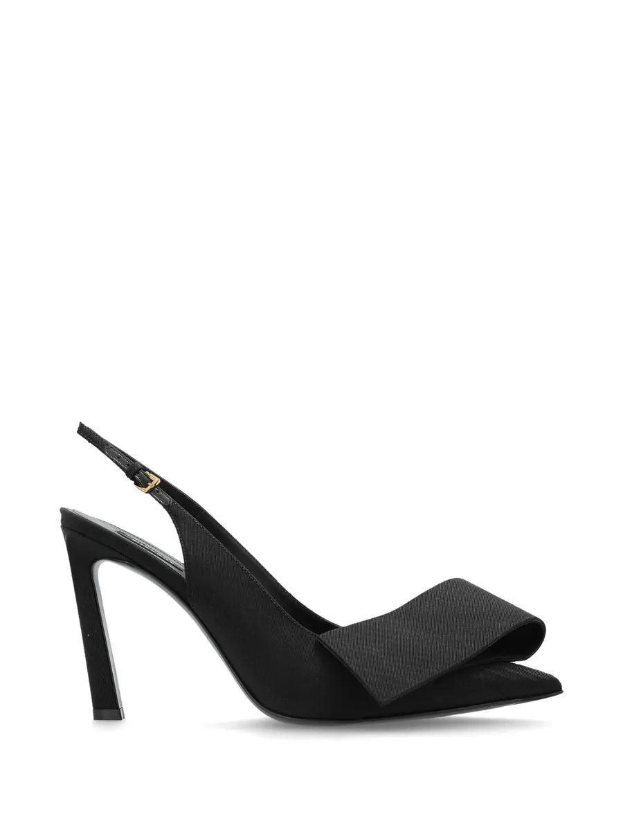 Twisted Ribbon slingback pumps in moiré fabric 1