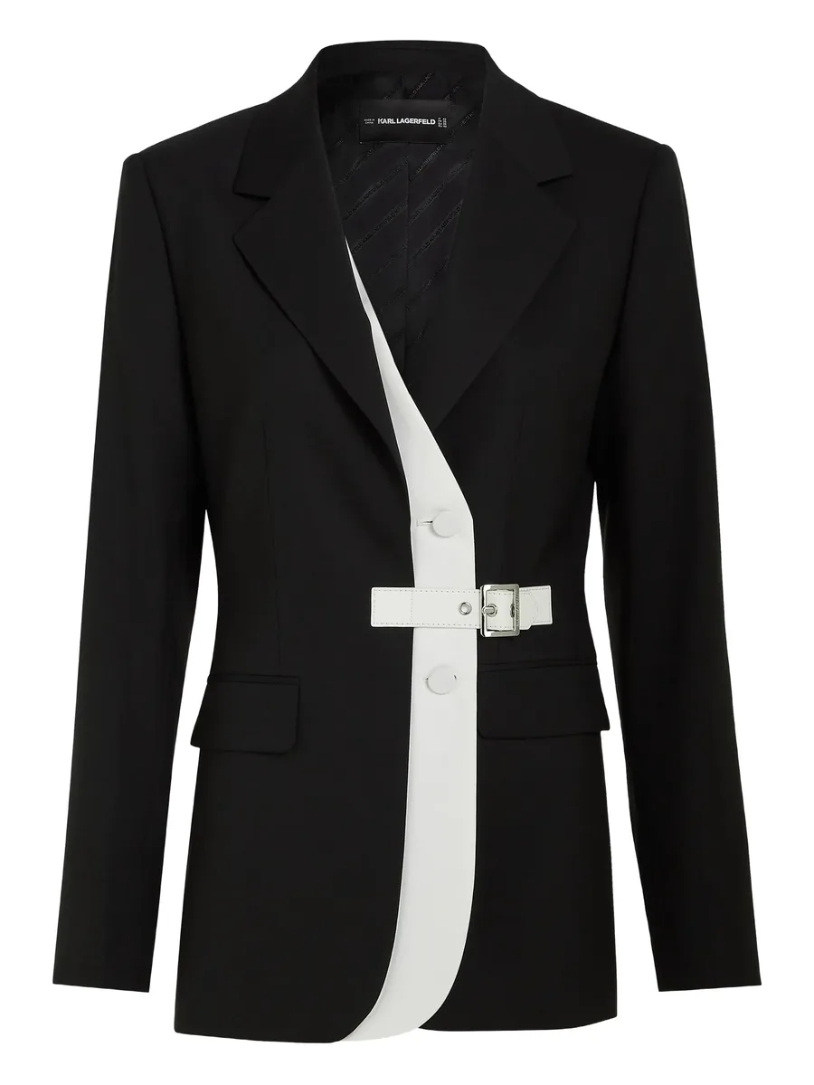 belted contrast lapel blazer 1