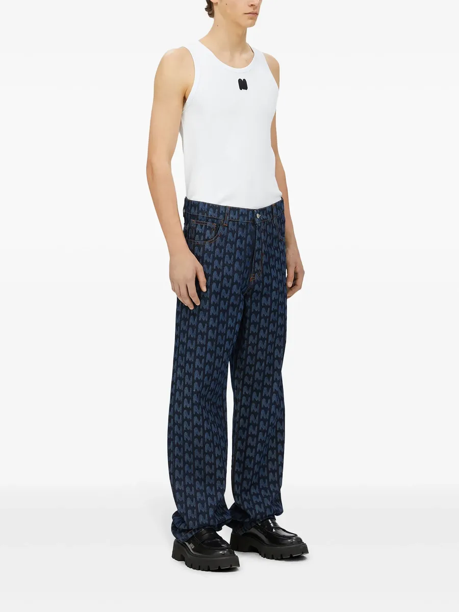 monogram-print cotton jeans 6