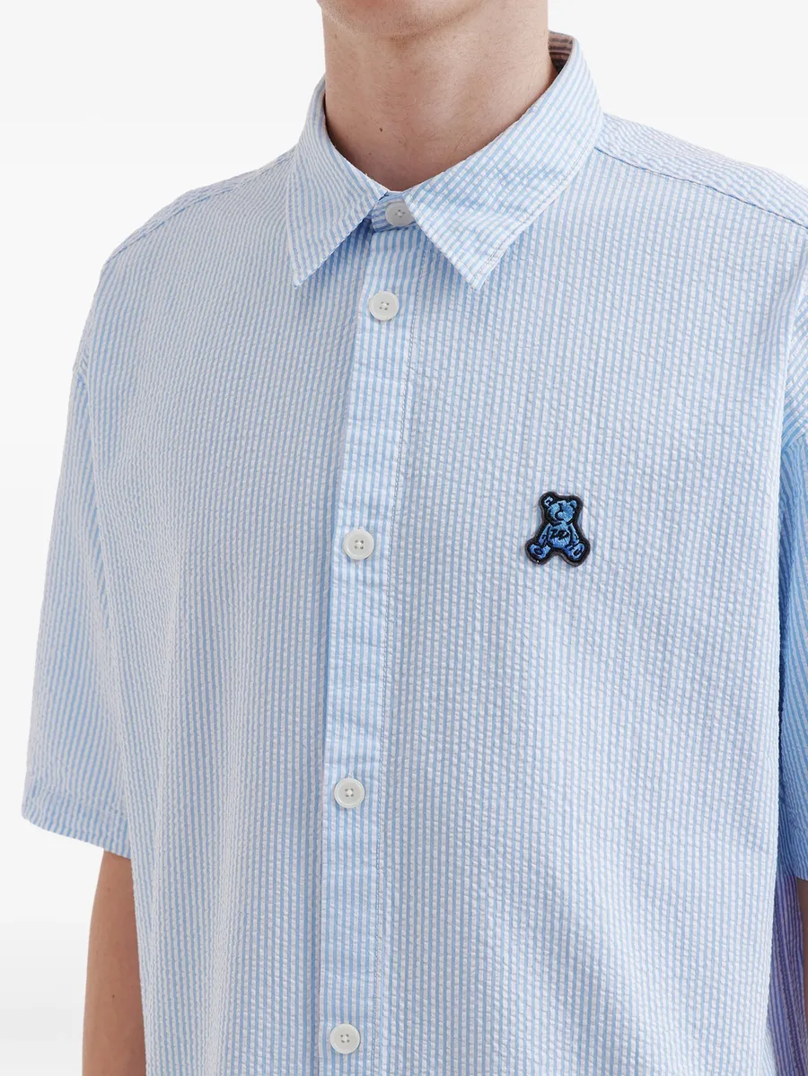 striped-pattern logo-appliqué shirt 9