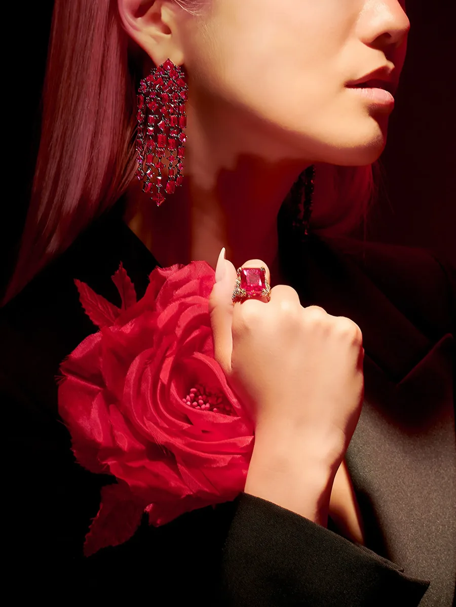 позолоченное кольцо Ruby Cinderella с камнями 8