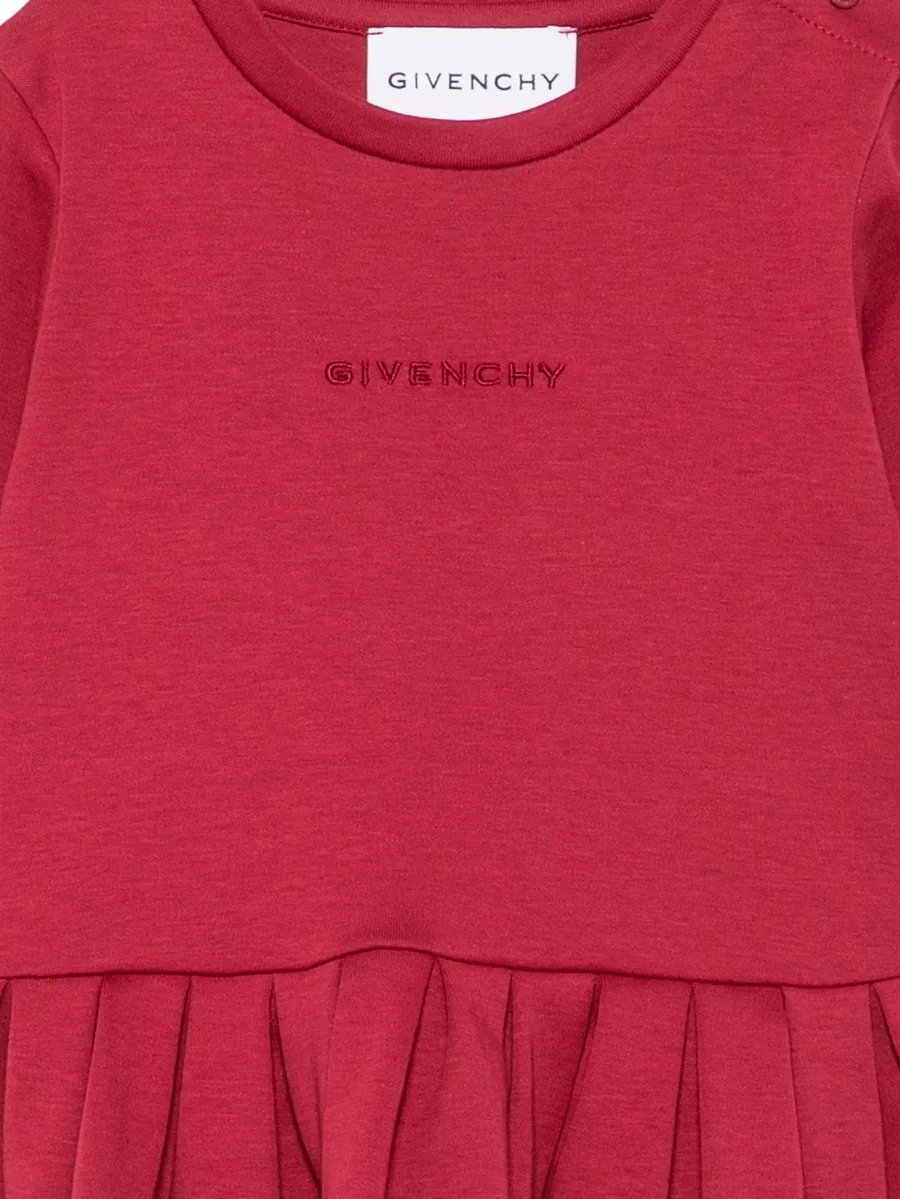pleated logo-embroidered dress 3