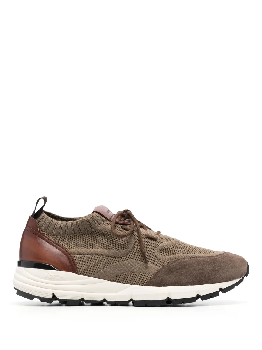 knitted-upper leather sneakers 2