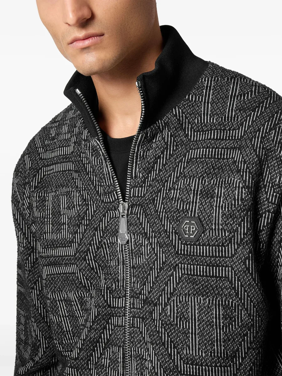 monogram-jacquard bomber jacket 9
