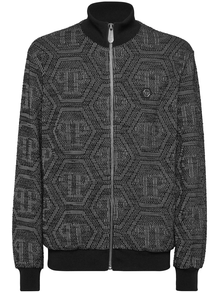 monogram-jacquard bomber jacket 1