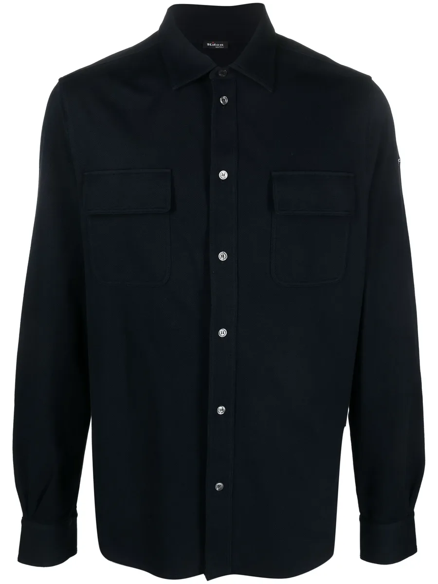 logo-embroidered stretch-cotton shirt 1