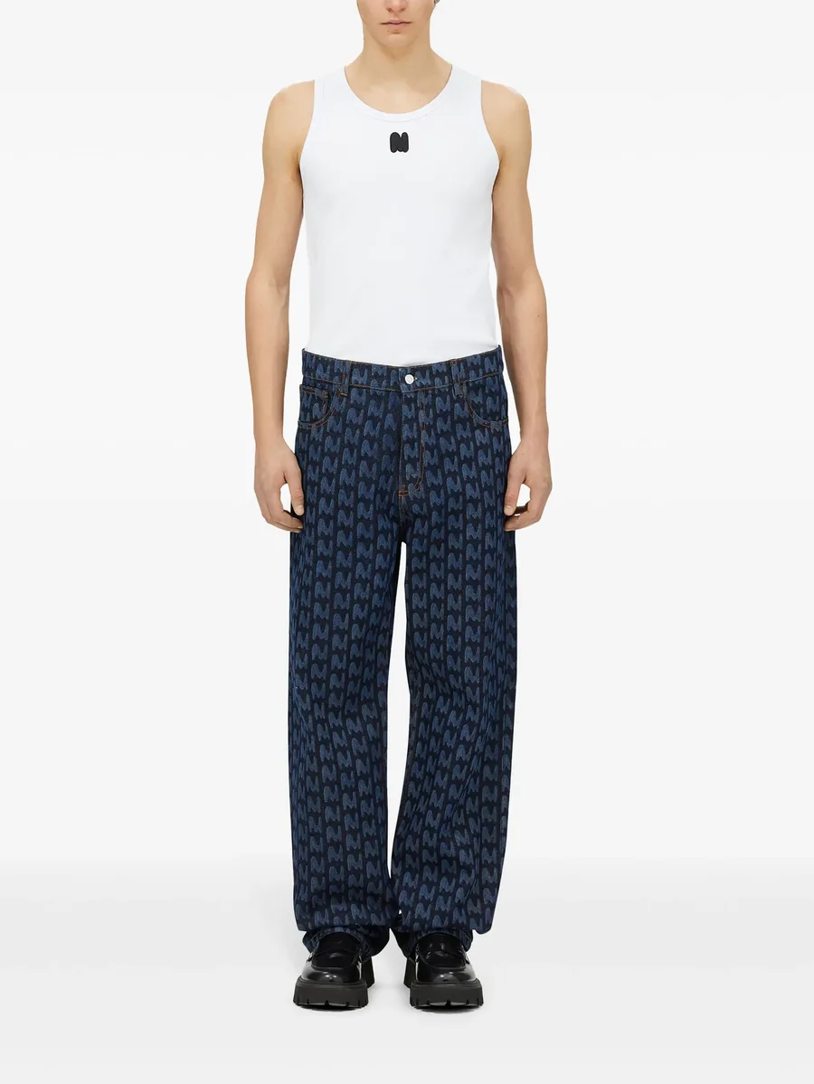 monogram-print cotton jeans 4