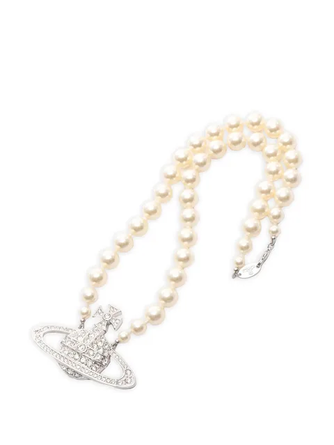 2020s Bas Relief faux-pearl necklace