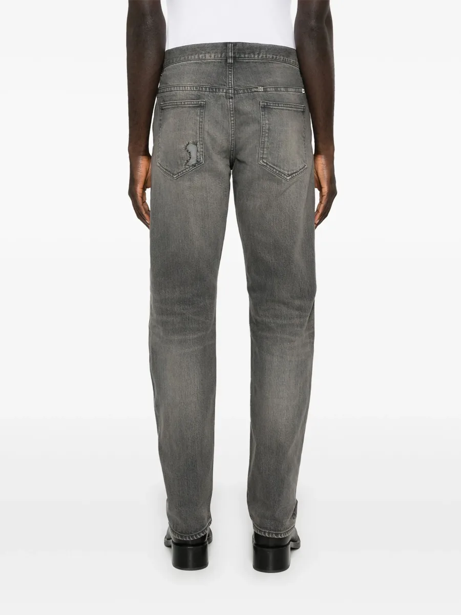 logo-plaque distressed straight jeans 7
