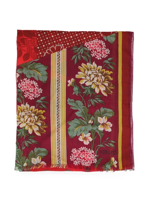 floral-print striped scarf