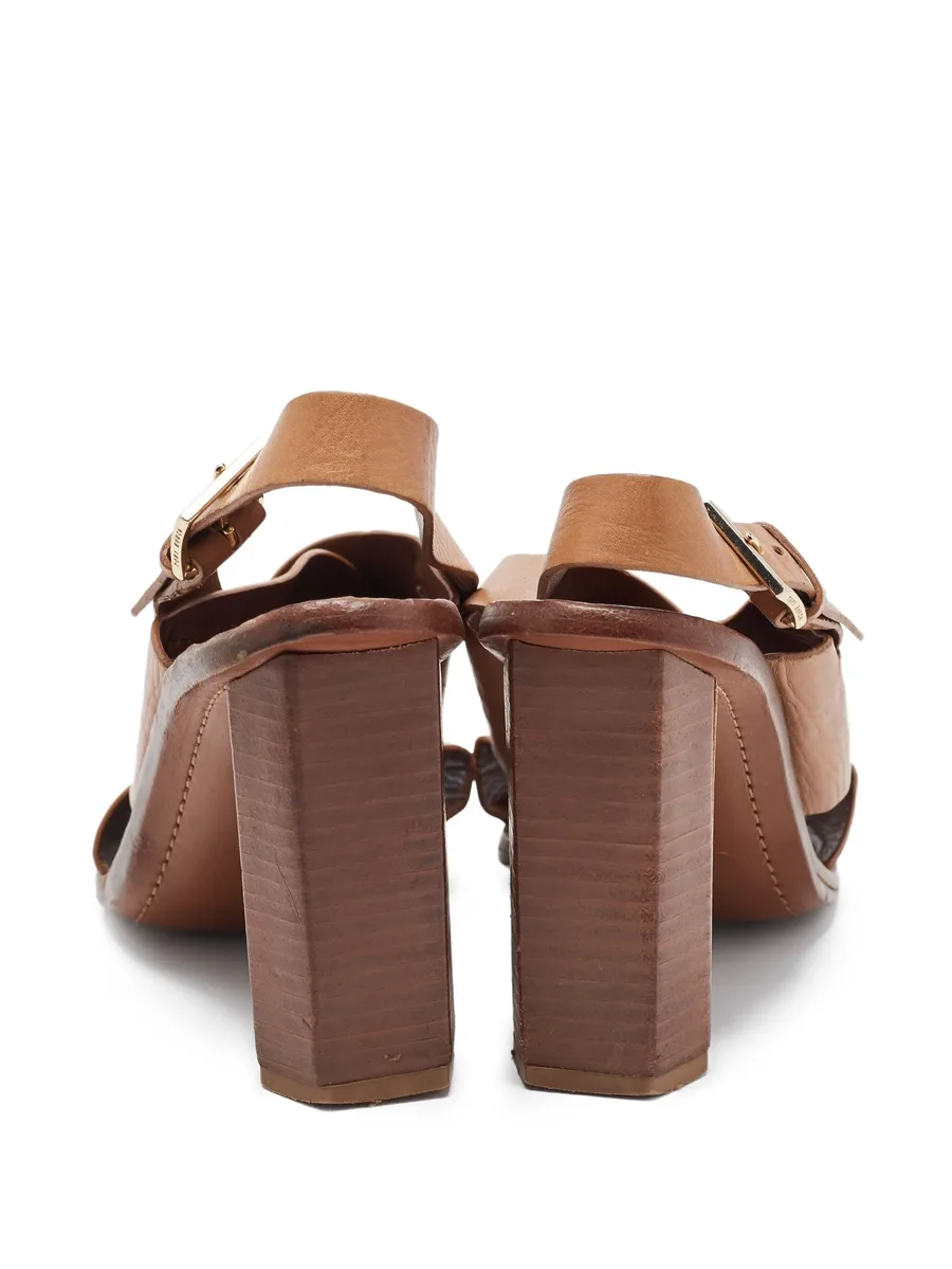 pre-owned 100mm cross-strap block-heel sandals 6