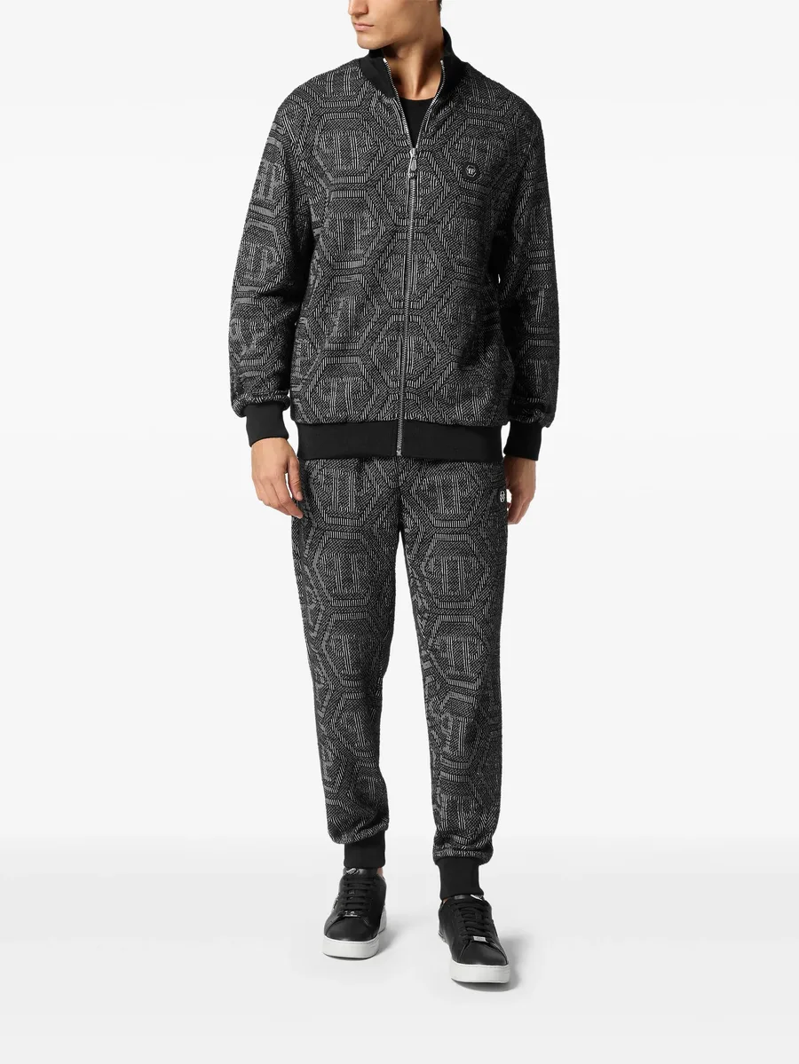 monogram-jacquard bomber jacket 4