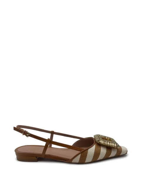 Mimma striped toe-embellished flat pumps