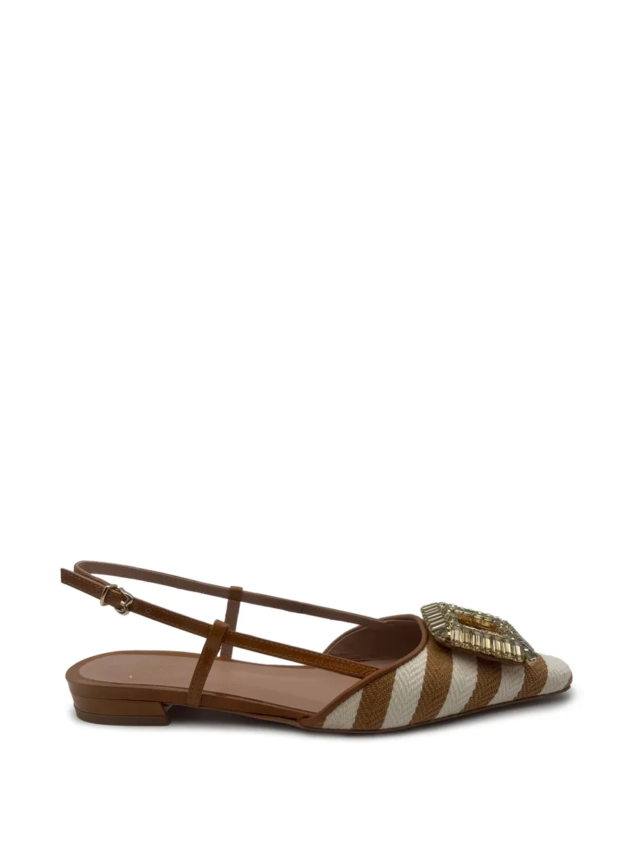 Mimma striped toe-embellished flat pumps 2