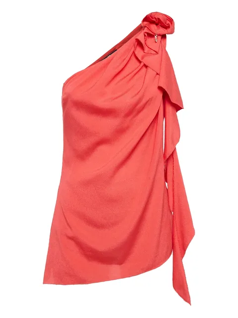 pre-owned asymmetric ruffled one-shoulder top