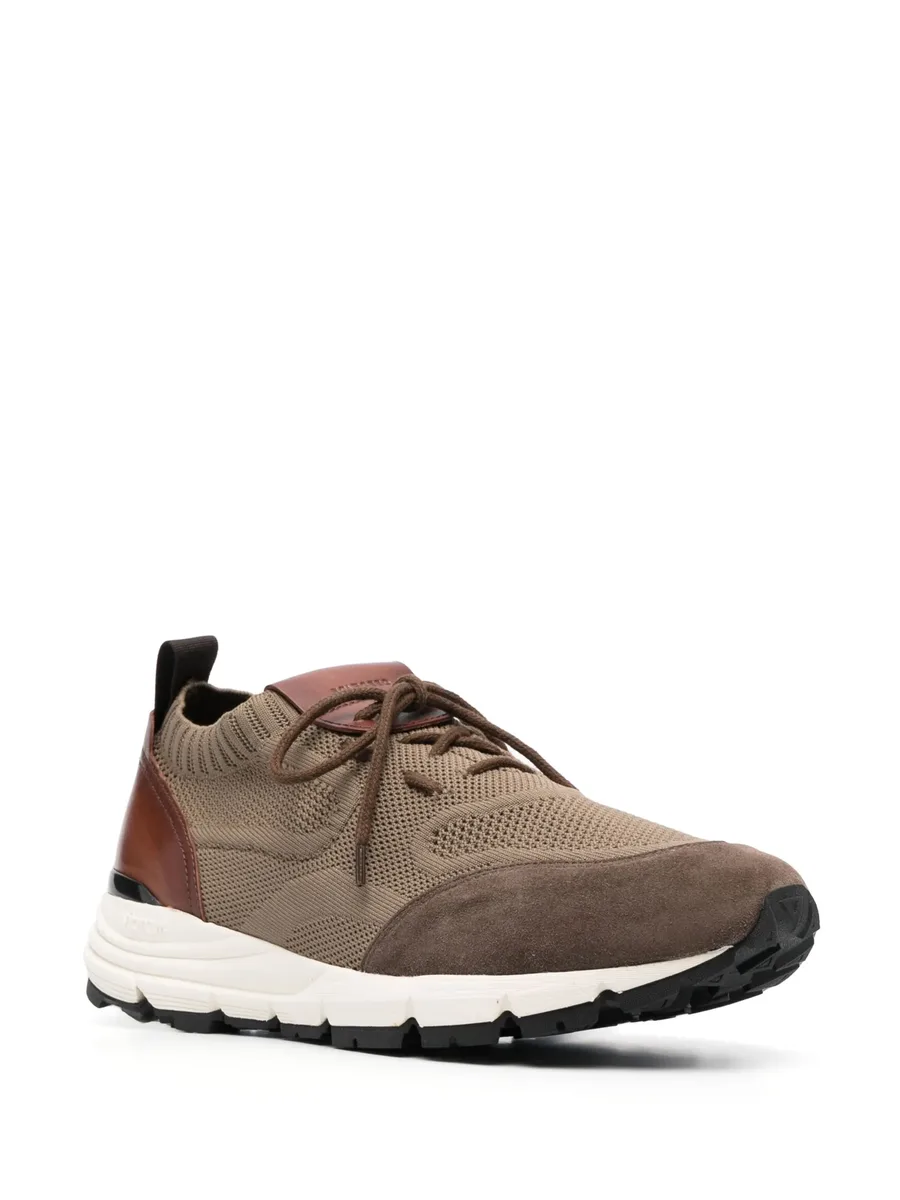 knitted-upper leather sneakers 3