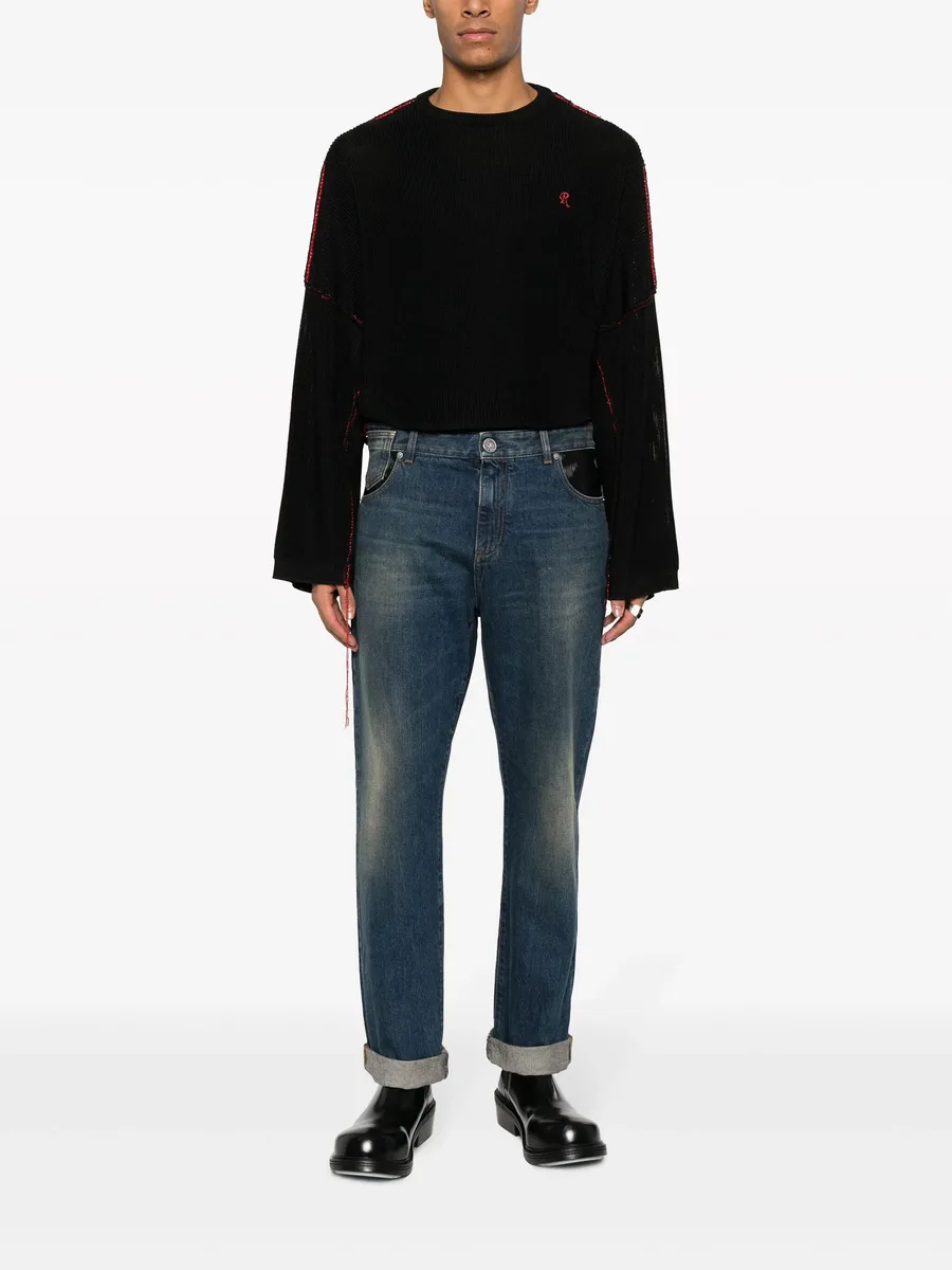 leather-pocket straight-leg jeans 4