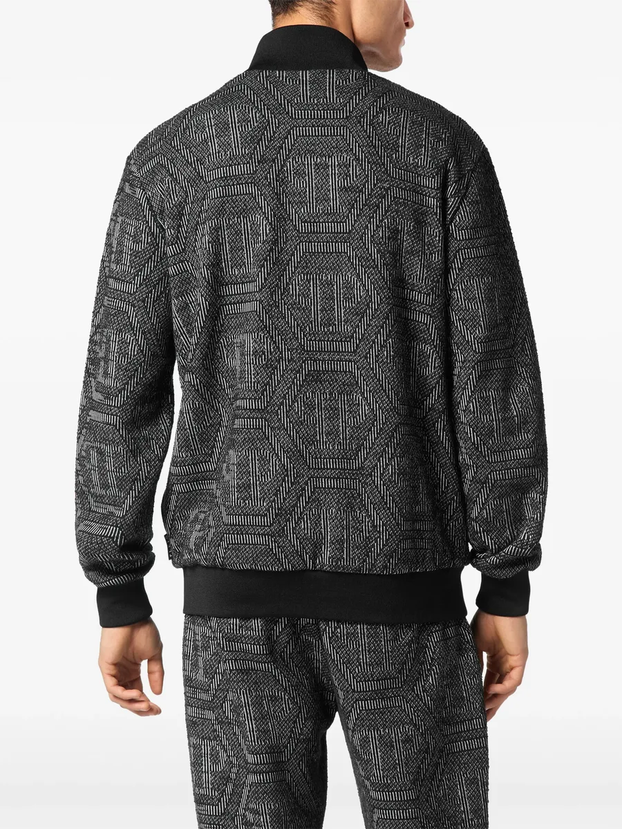 monogram-jacquard bomber jacket 8