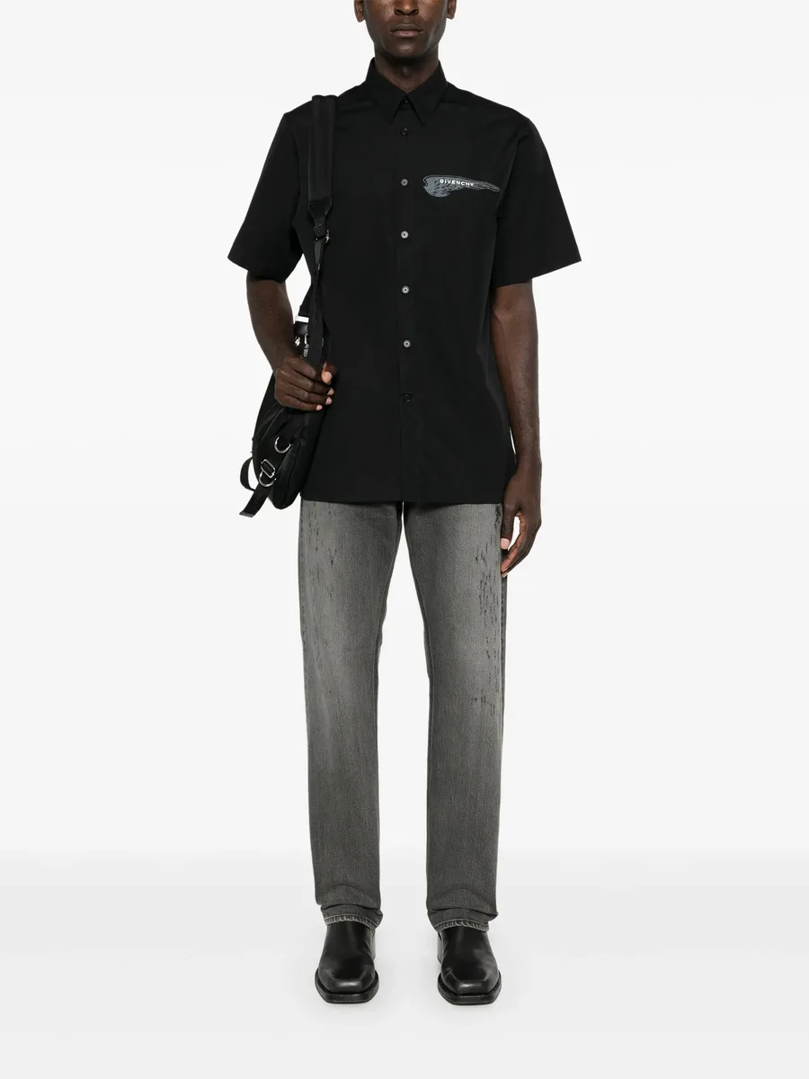 logo-plaque distressed straight jeans 4