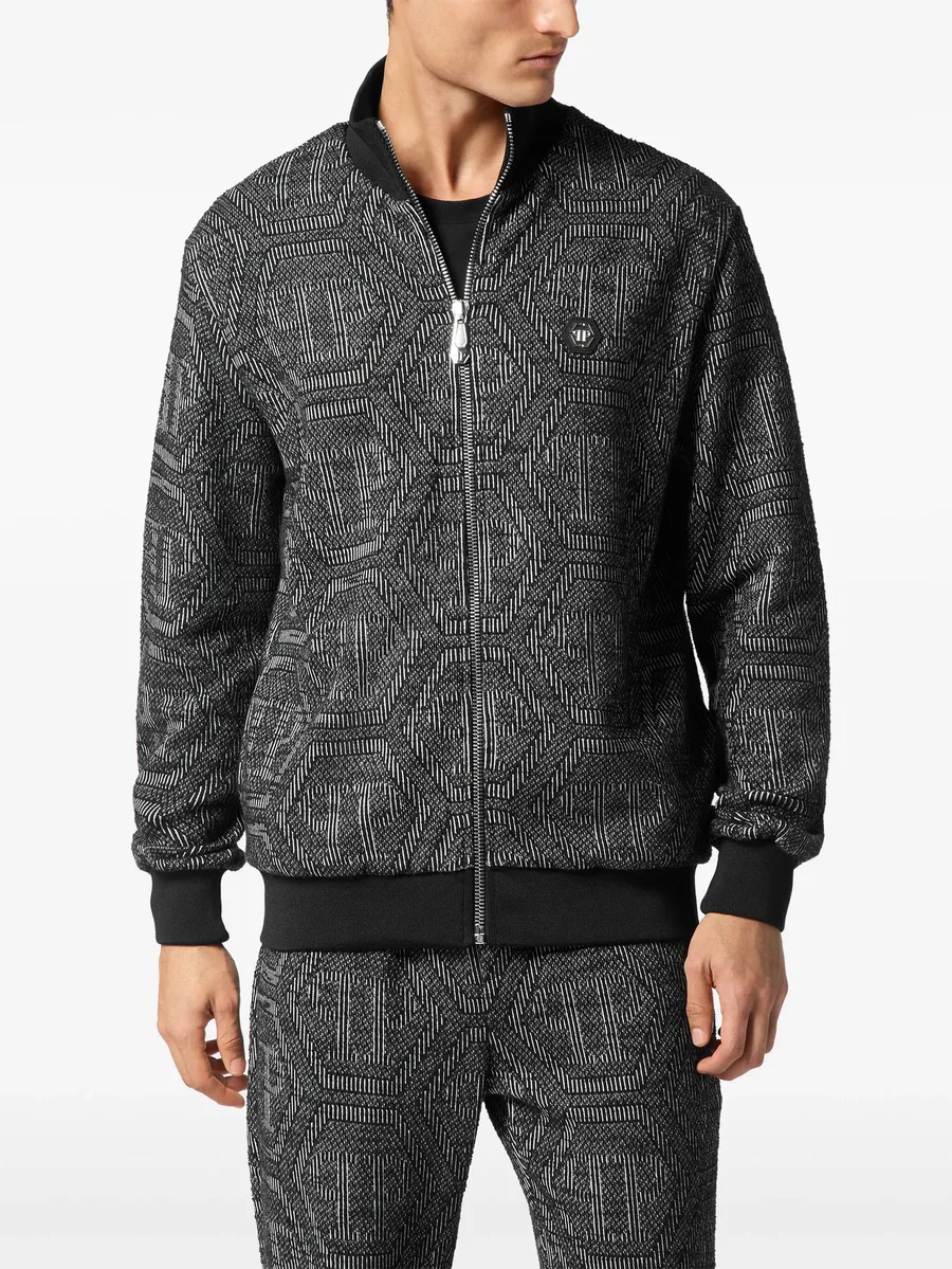 monogram-jacquard bomber jacket 5