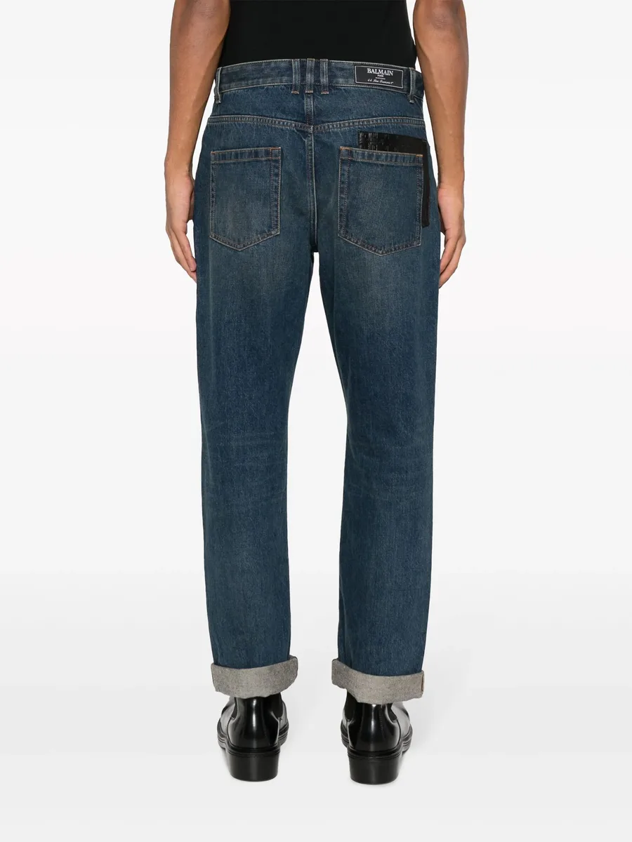leather-pocket straight-leg jeans 7