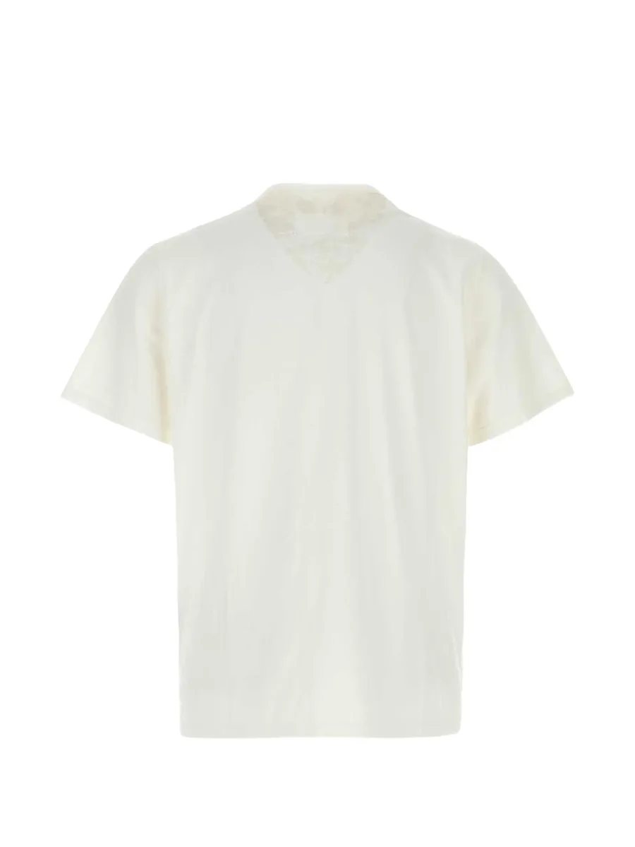 lace-panel V-neck T-shirt 2