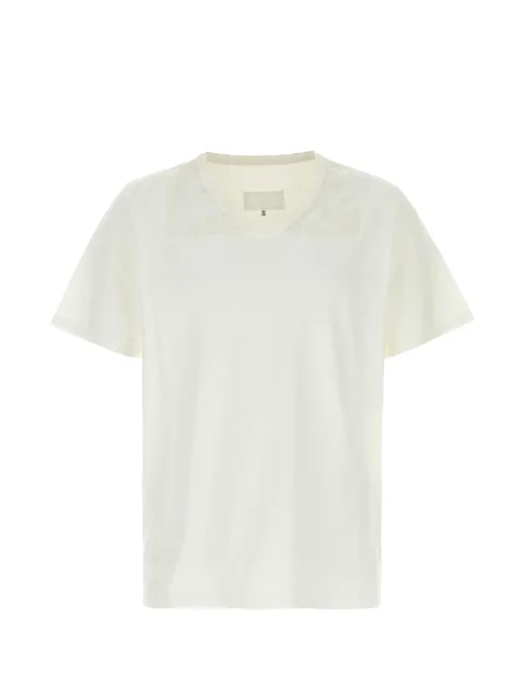 lace-panel V-neck T-shirt