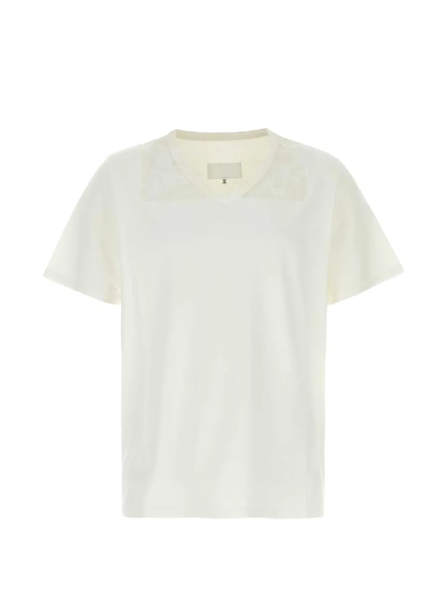 lace-panel V-neck T-shirt 1