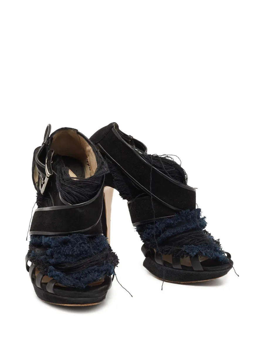 pre-owned 130mm frayed suede sandals 5