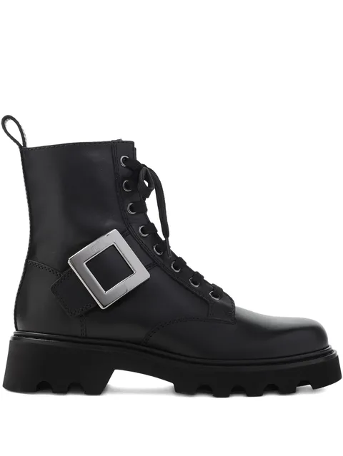 buckle-detail lace-up boots